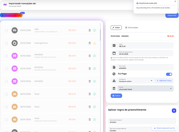 Página de importação